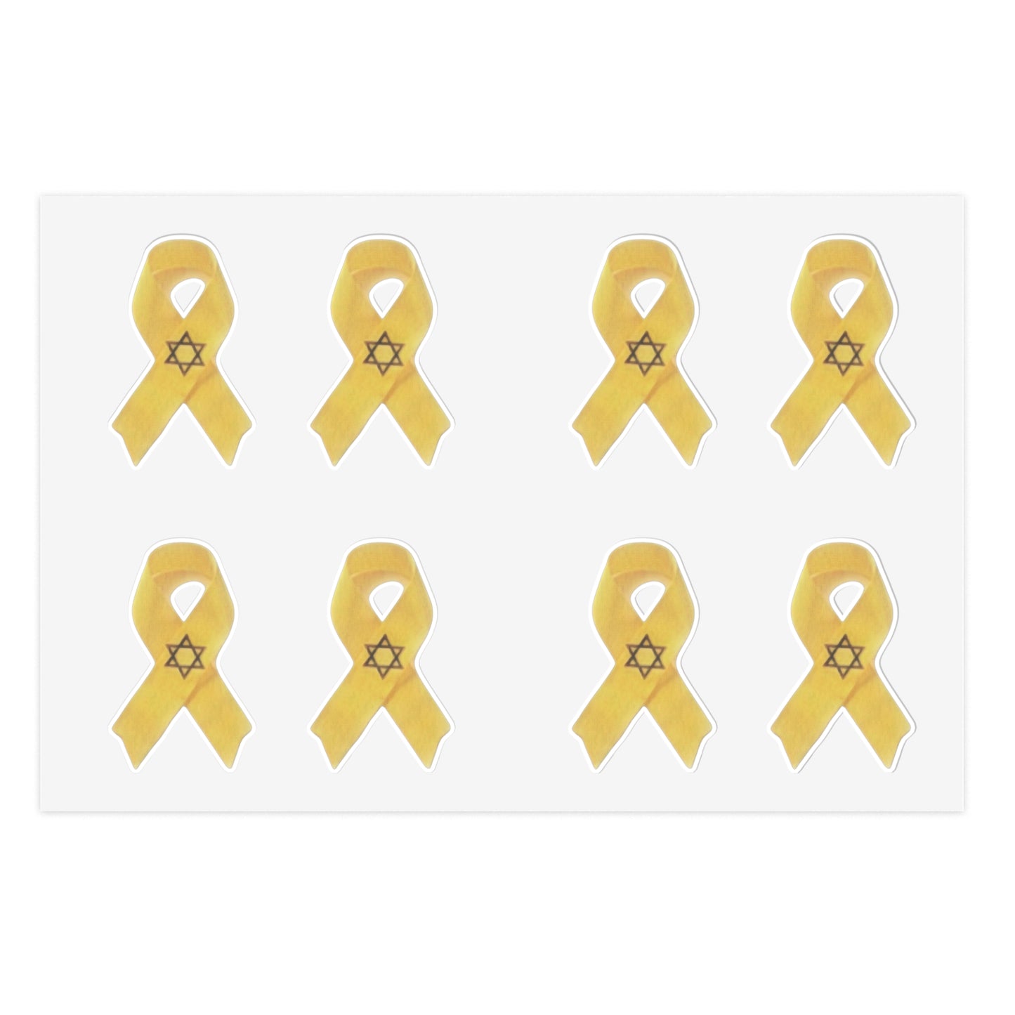 Sticker Sheets - Yellow Awareness Ribbon with Star of David Colored Pencil Art Print