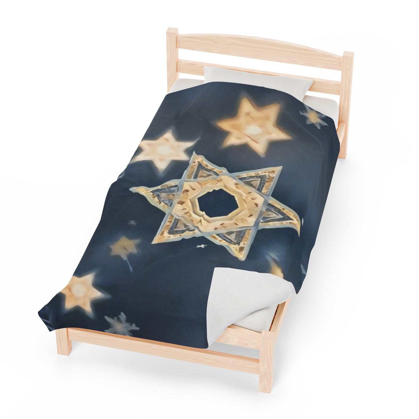 Plush Blanket - "Celestial Bloom" Cosmic Bloom Blue Lotus Galaxy Star of David Art Print