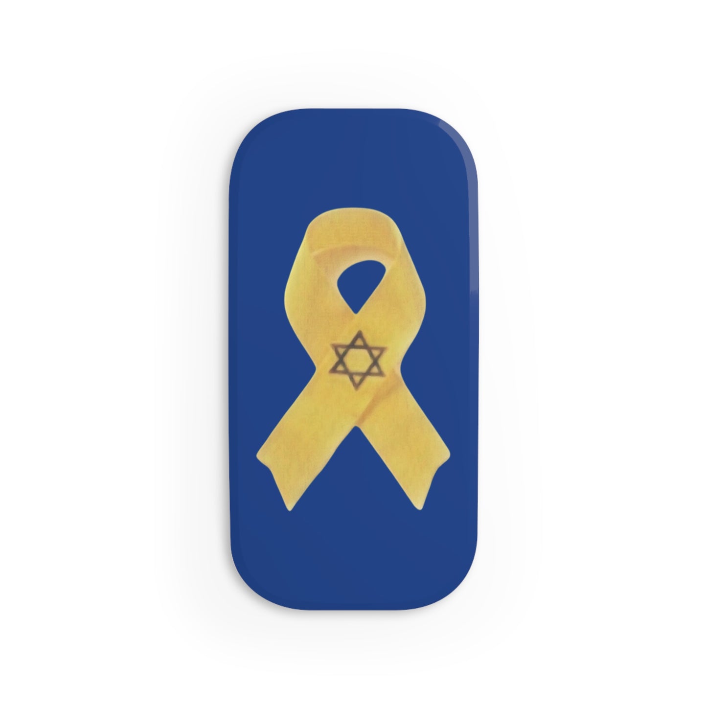 Phone Grip: Yellow Ribbon Hostage Support Design, Dark Blue