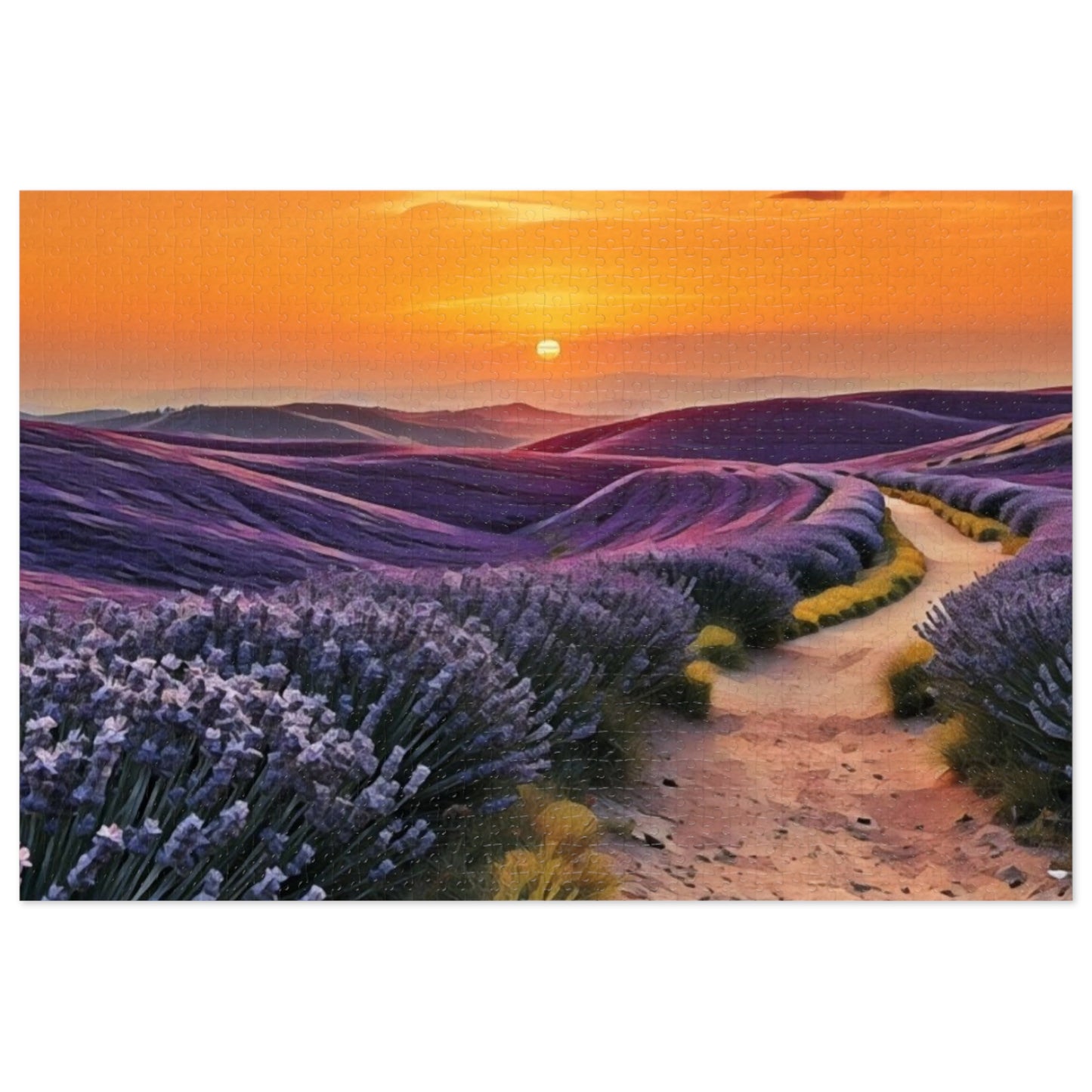 Jigsaw Puzzle - Path through Lilac Field and Sun Art