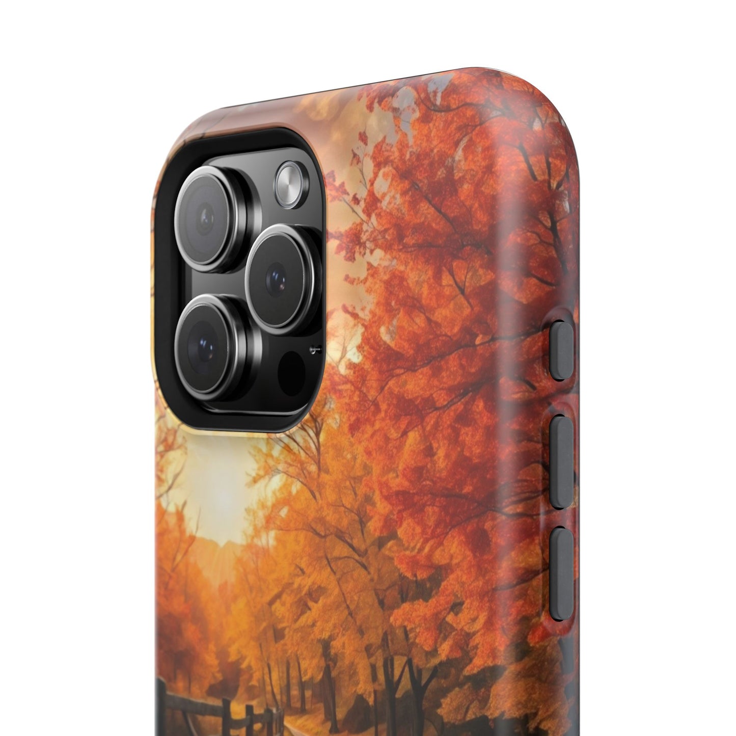 Phone Cases - Autumn Theme Painting of a Dirt Road with Trees and Wood Fence