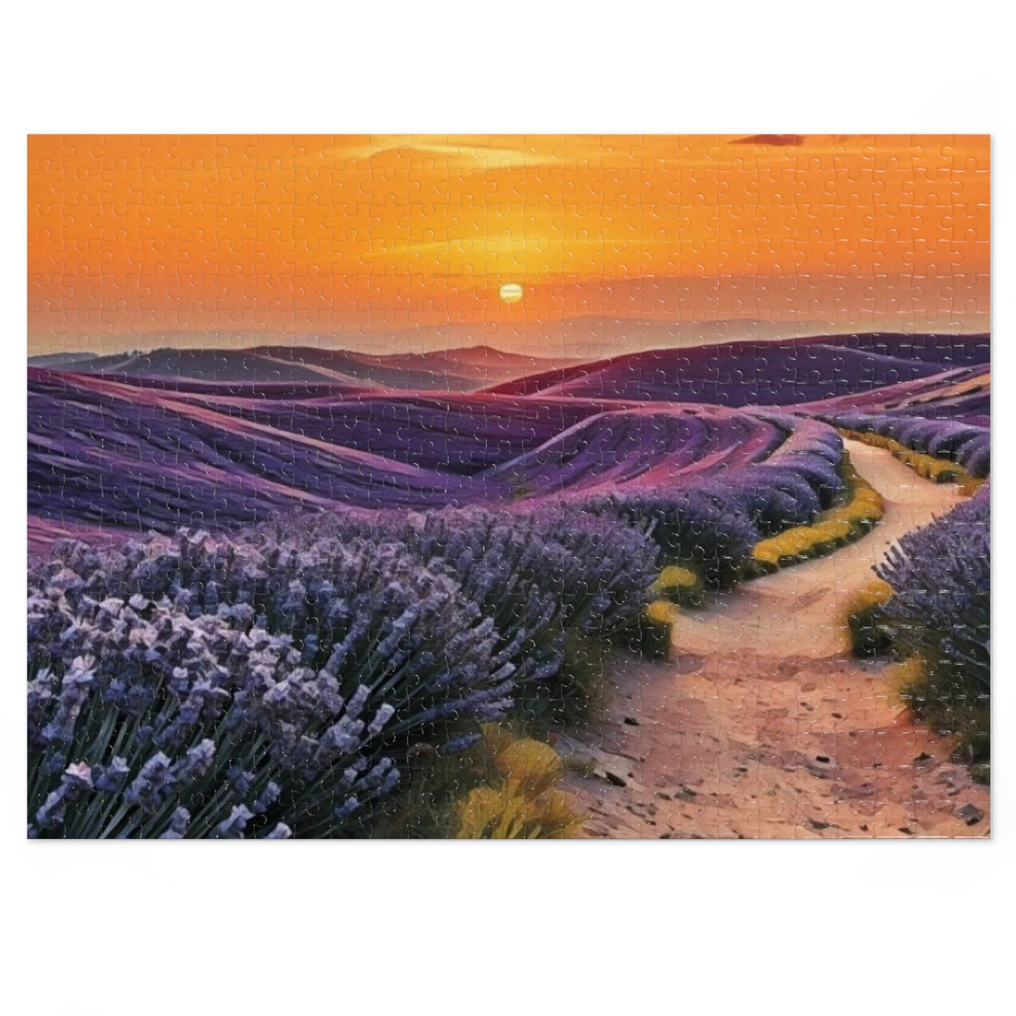 Jigsaw Puzzle - Path through Lilac Field and Sun Art