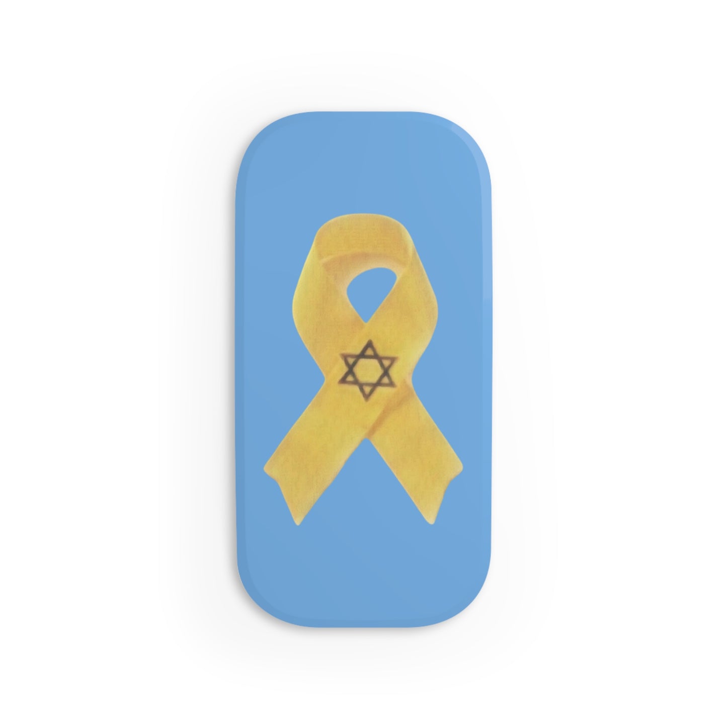 Phone Grip: Yellow Ribbon Hostage Support Design, Light Blue