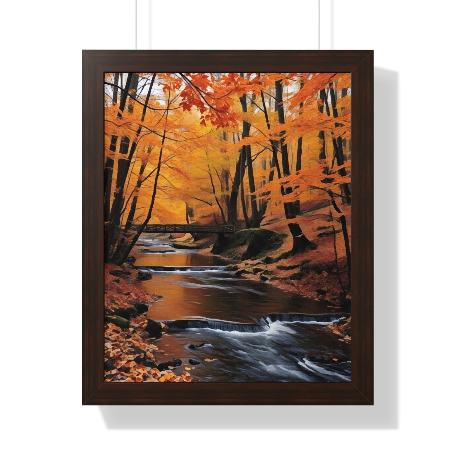 Artistic Framed Poster - Autumn Rocky Forest Waterfall, "Whispers of Autumn’s Flow" Chaia Malana