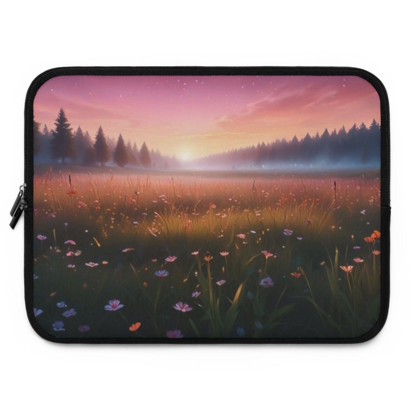 Laptop Sleeve Whisper of the Dawn Serene Meadow Sunrise Nature Scene