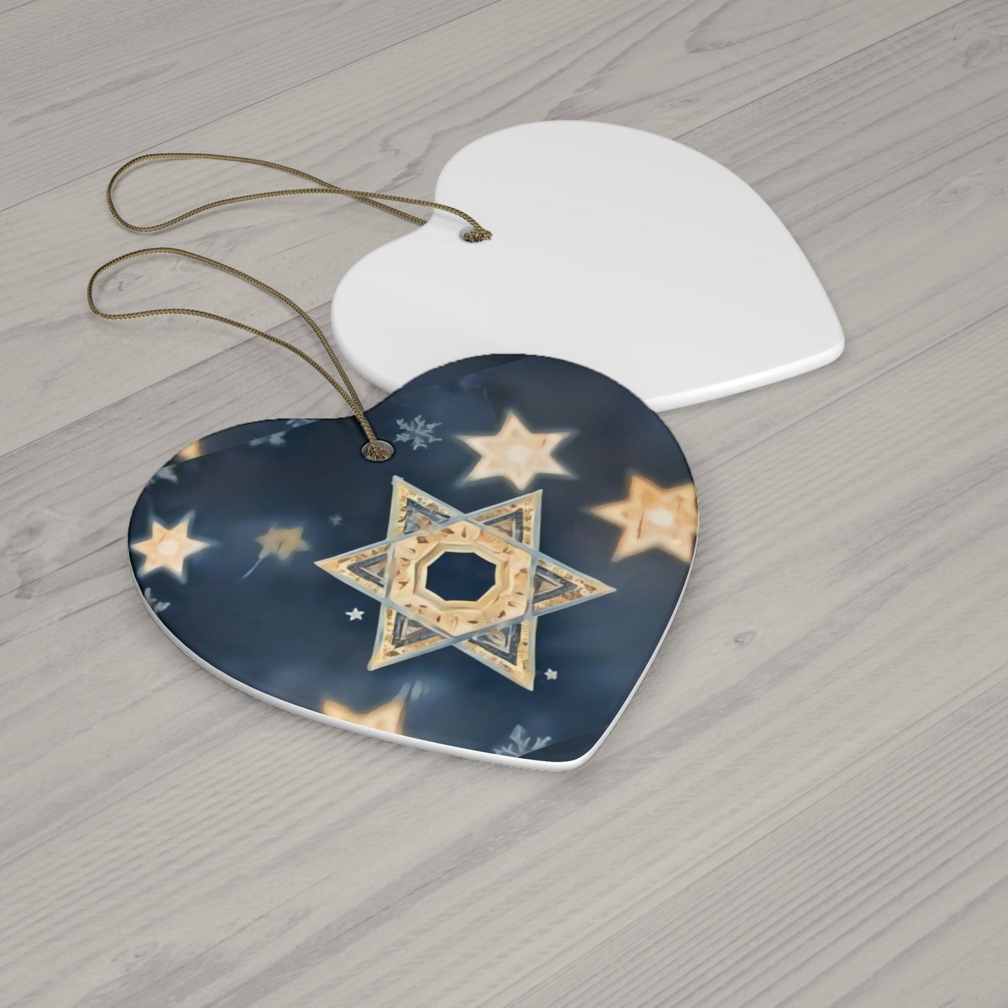 Ceramic Ornament - Jewish Star of David Winter &quot;Celestial Glow&quot;