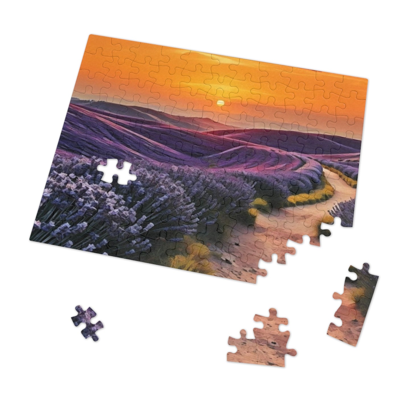 Jigsaw Puzzle - Path through Lilac Field and Sun Art