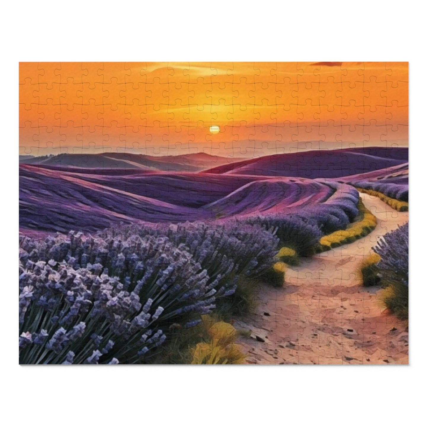 Jigsaw Puzzle - Path through Lilac Field and Sun Art