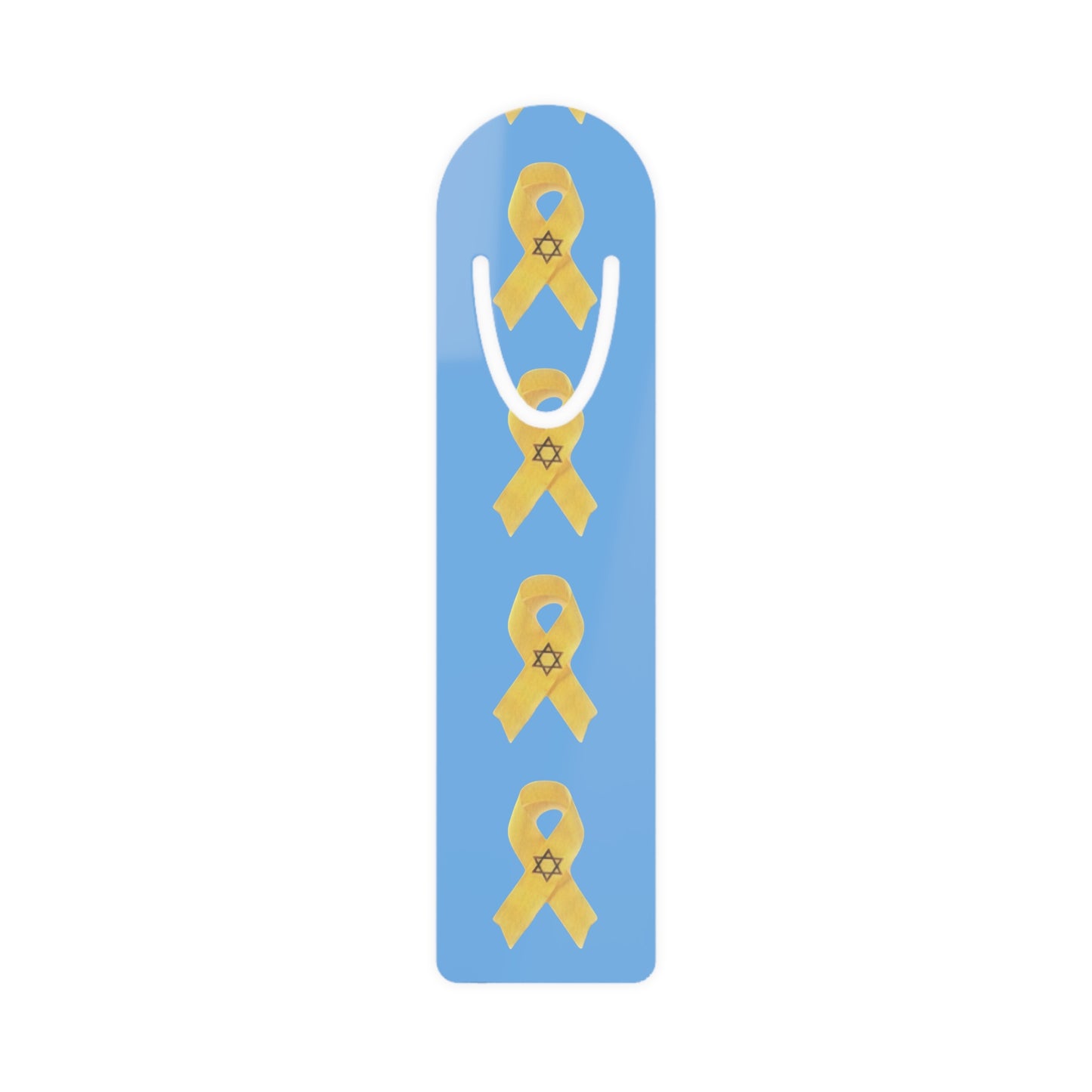 Bookmark - Yellow Awareness Ribbon Star of David Colored Pencil Art, Light Blue