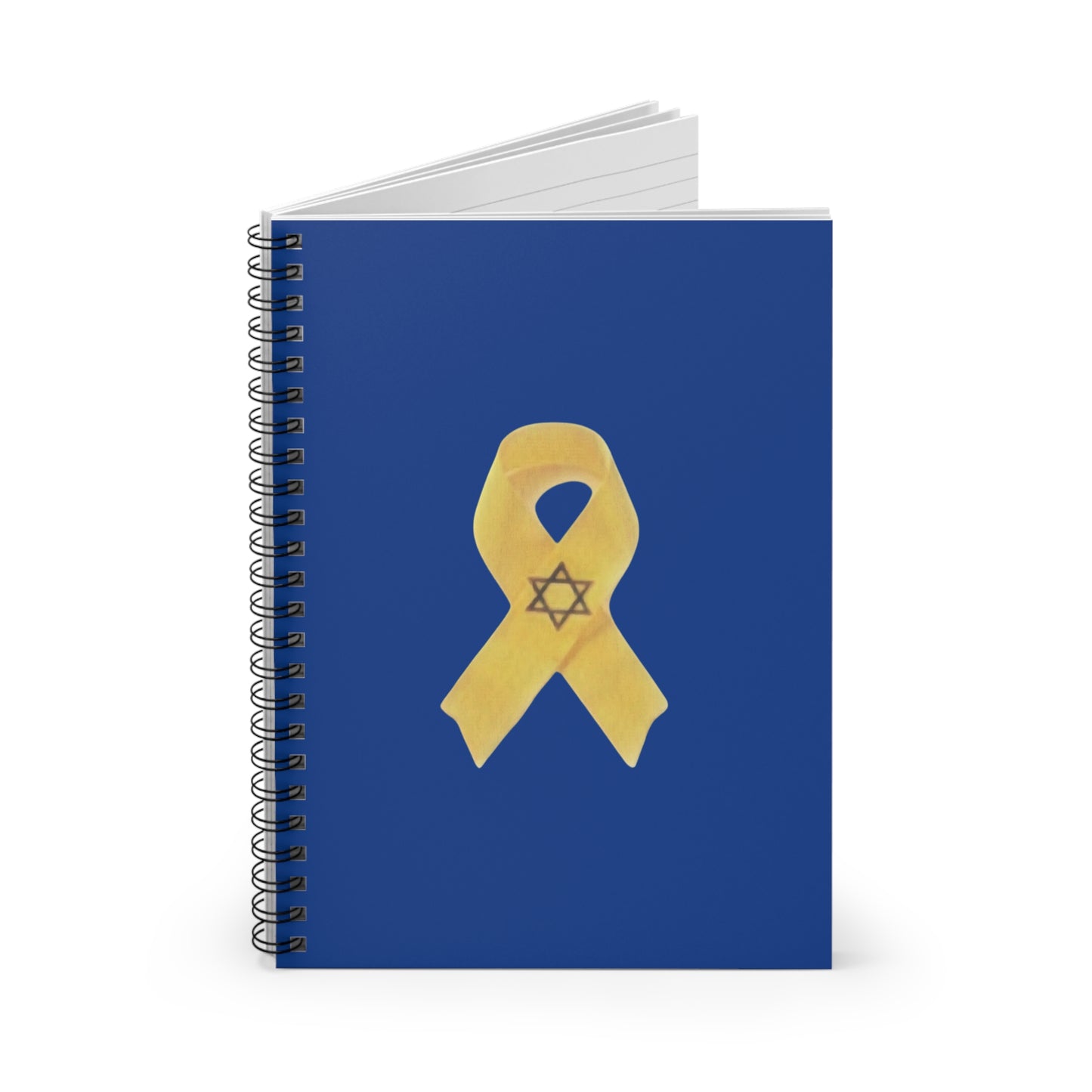 Spiral Notebook - Yellow Ribbon Art in Colored Pencil - Ruled Line, Dark Blue