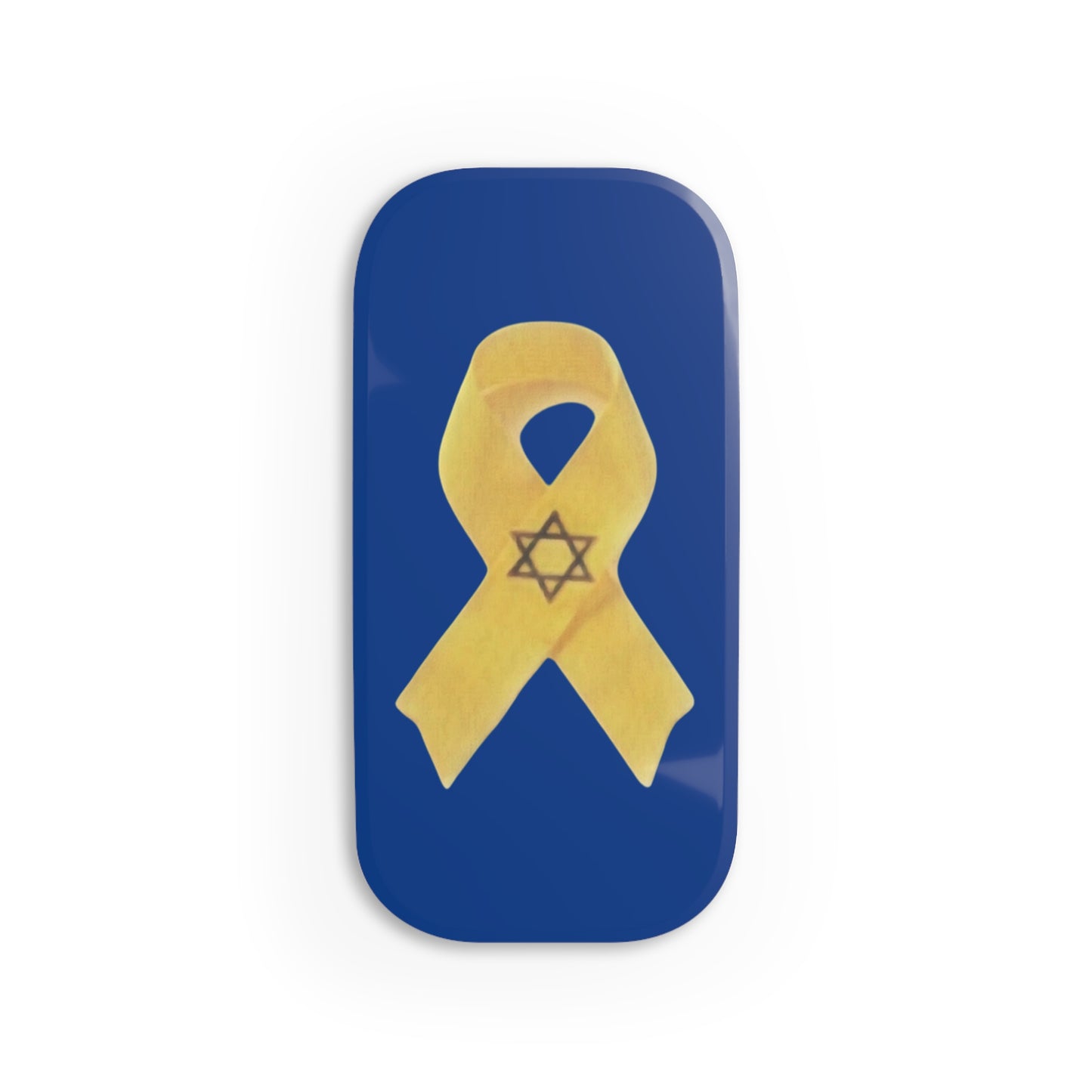 Phone Grip: Yellow Ribbon Hostage Support Design, Dark Blue