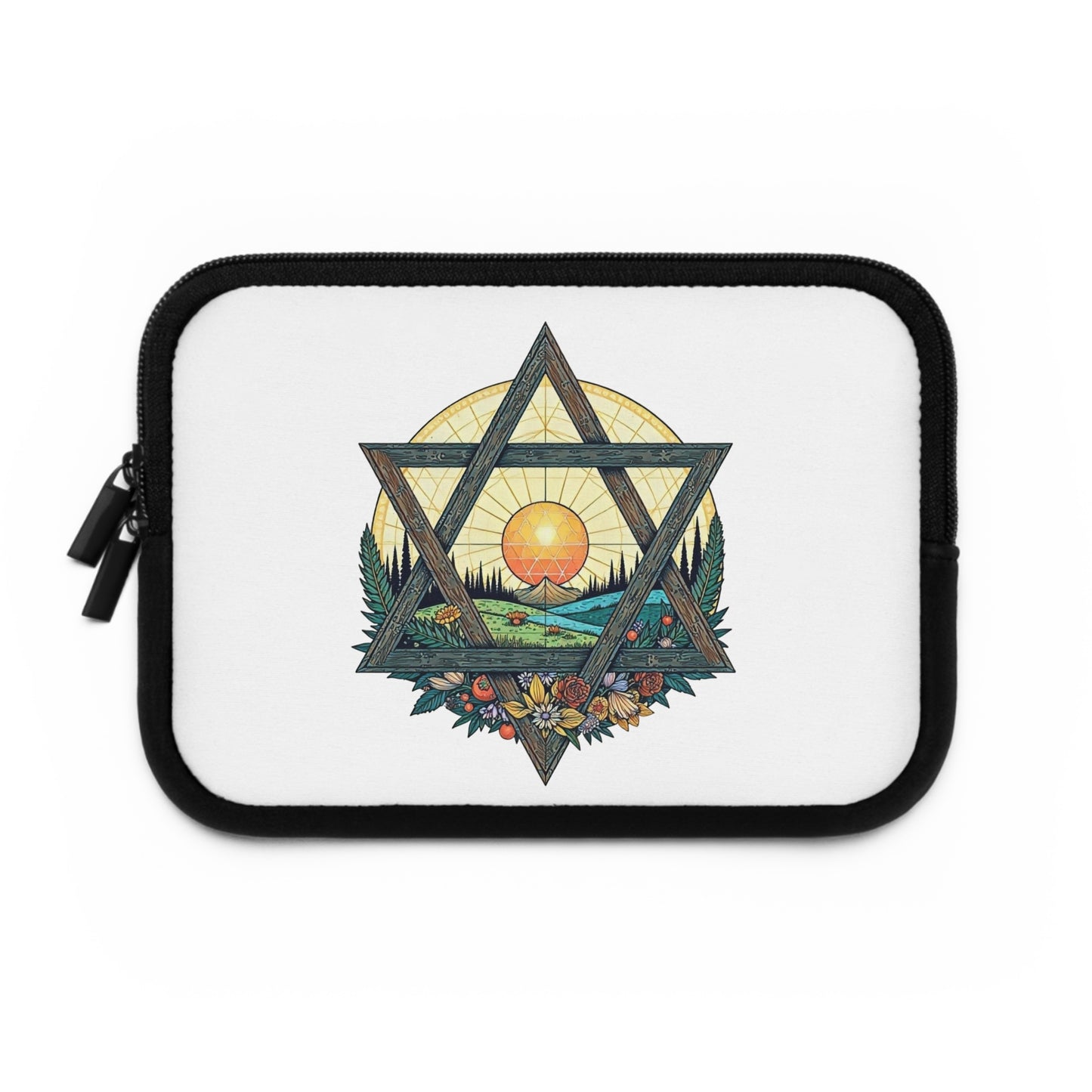 Laptop Sleeve with Weathered Wood Star of David Design