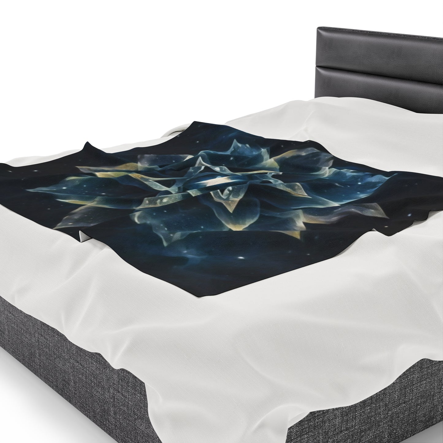 Plush Blanket - "Celestial Bloom" Cosmic Bloom Blue Lotus Galaxy Star of David Art Print