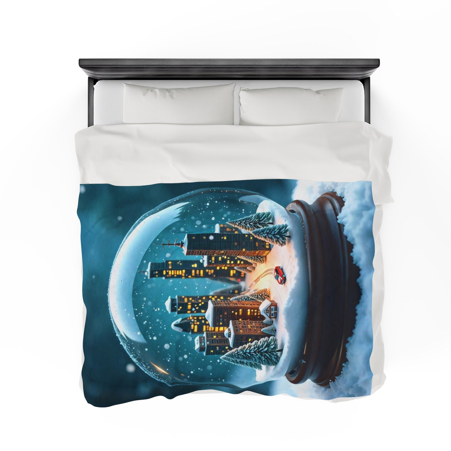 Velveteen Plush Blanket -- Snowy City in a Snowglobe Art Print