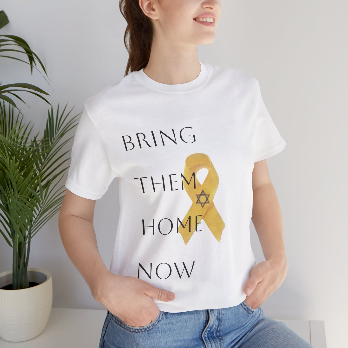 Yellow Ribbon "Bring Them Home Now" Unisex Jersey Short Sleeve Tee