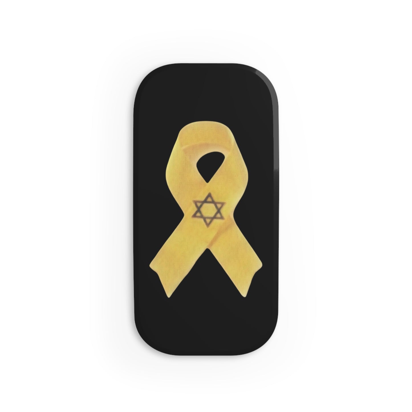 Phone Grip: Yellow Ribbon Hostage Support Design, Black