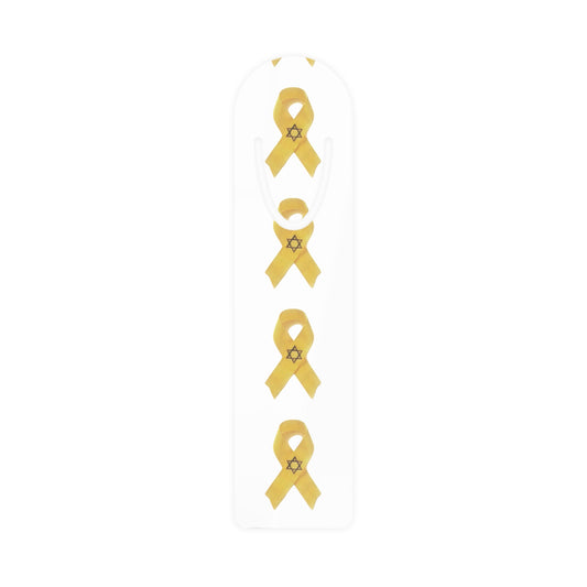 Bookmark - Yellow Awareness Ribbon Star of David Colored Pencil Art, White