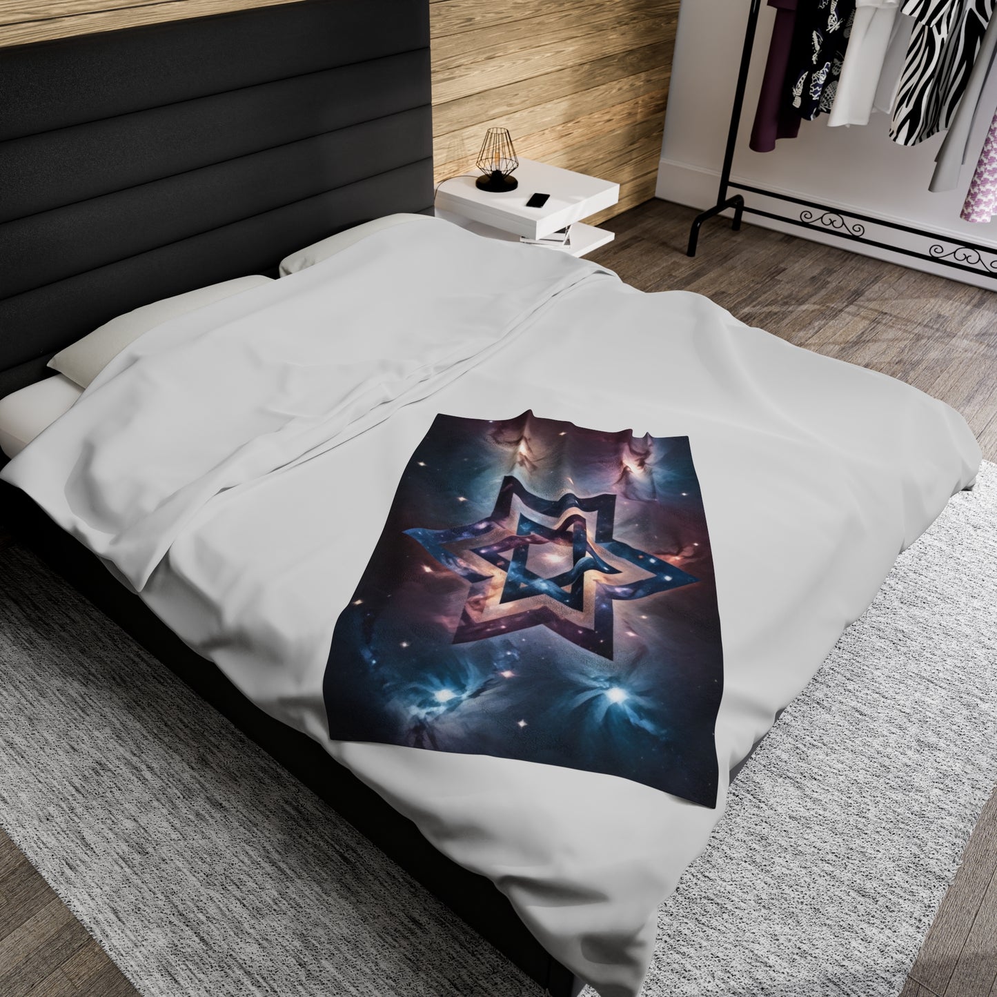 Velveteen Plush Blanket - "Cosmic Star of Unity" Art Print