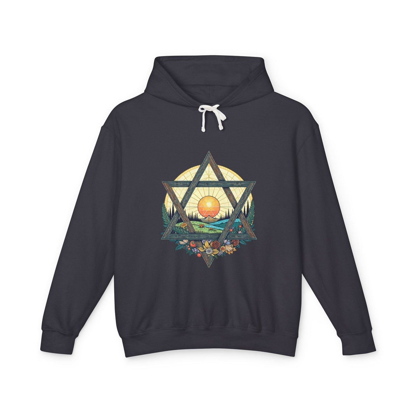 Jewish Floral Star of David Magen David Floral Landscape Hoodie Sweatshirt