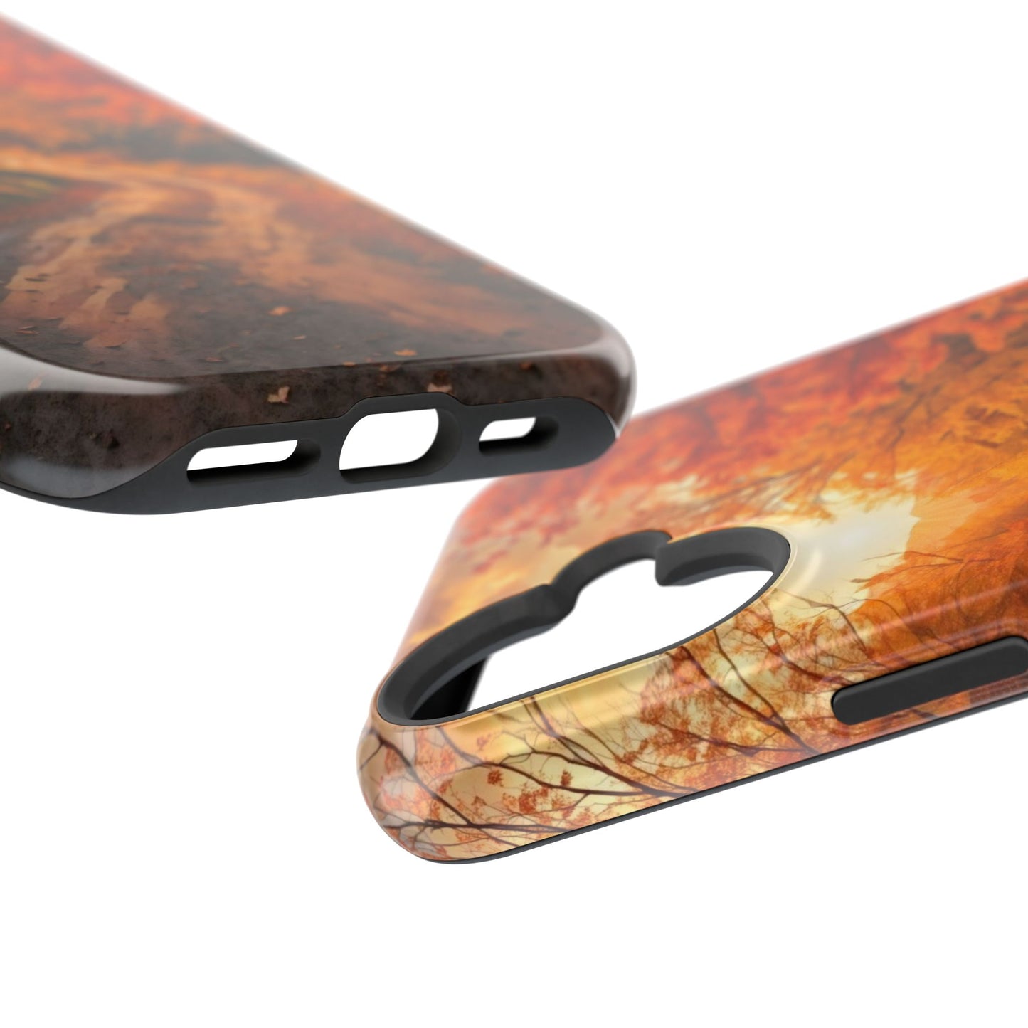 Phone Cases - Autumn Theme Painting of a Dirt Road with Trees and Wood Fence