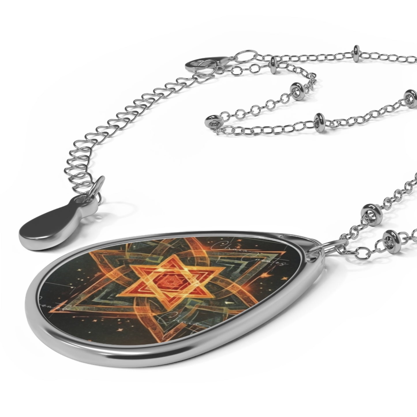 Oval Necklace - Cosmic Harmony Six-Pointed Star Design