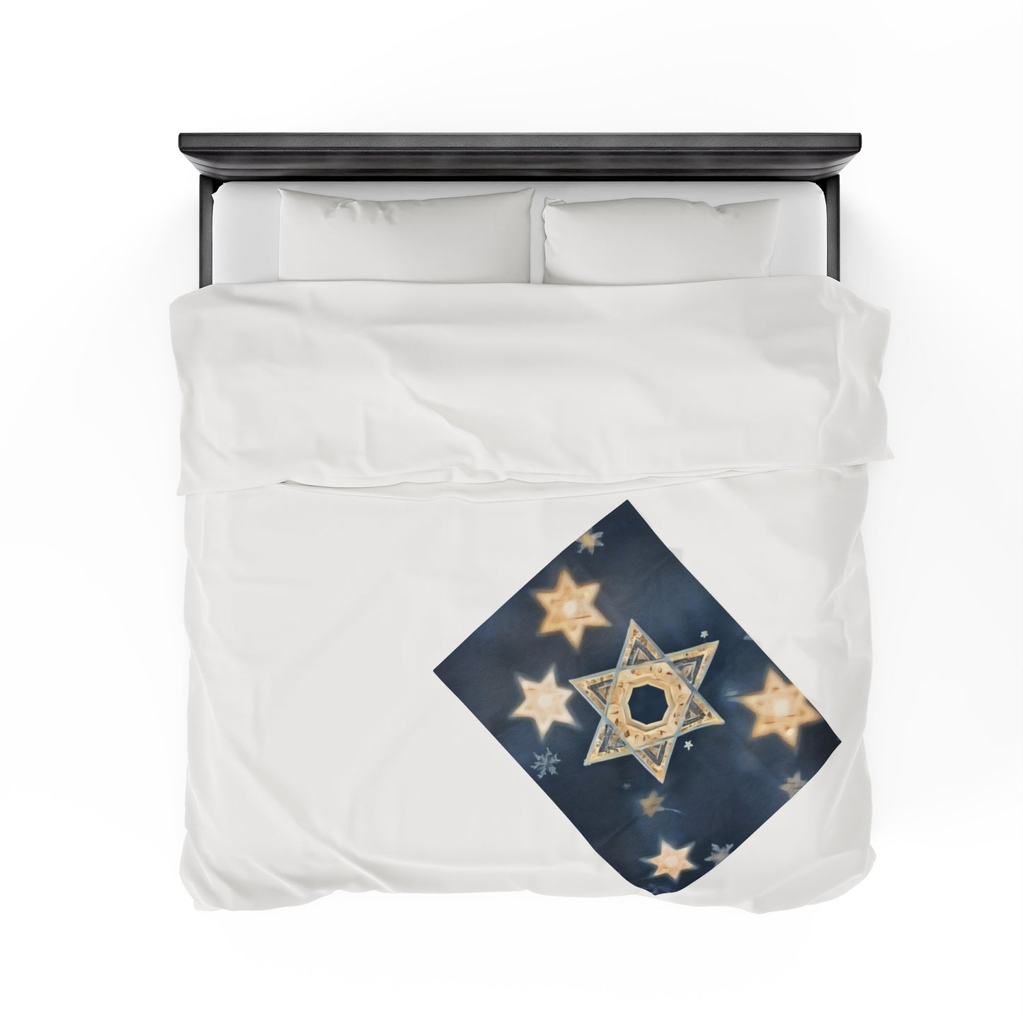 Plush Blanket - "Celestial Bloom" Cosmic Bloom Blue Lotus Galaxy Star of David Art Print