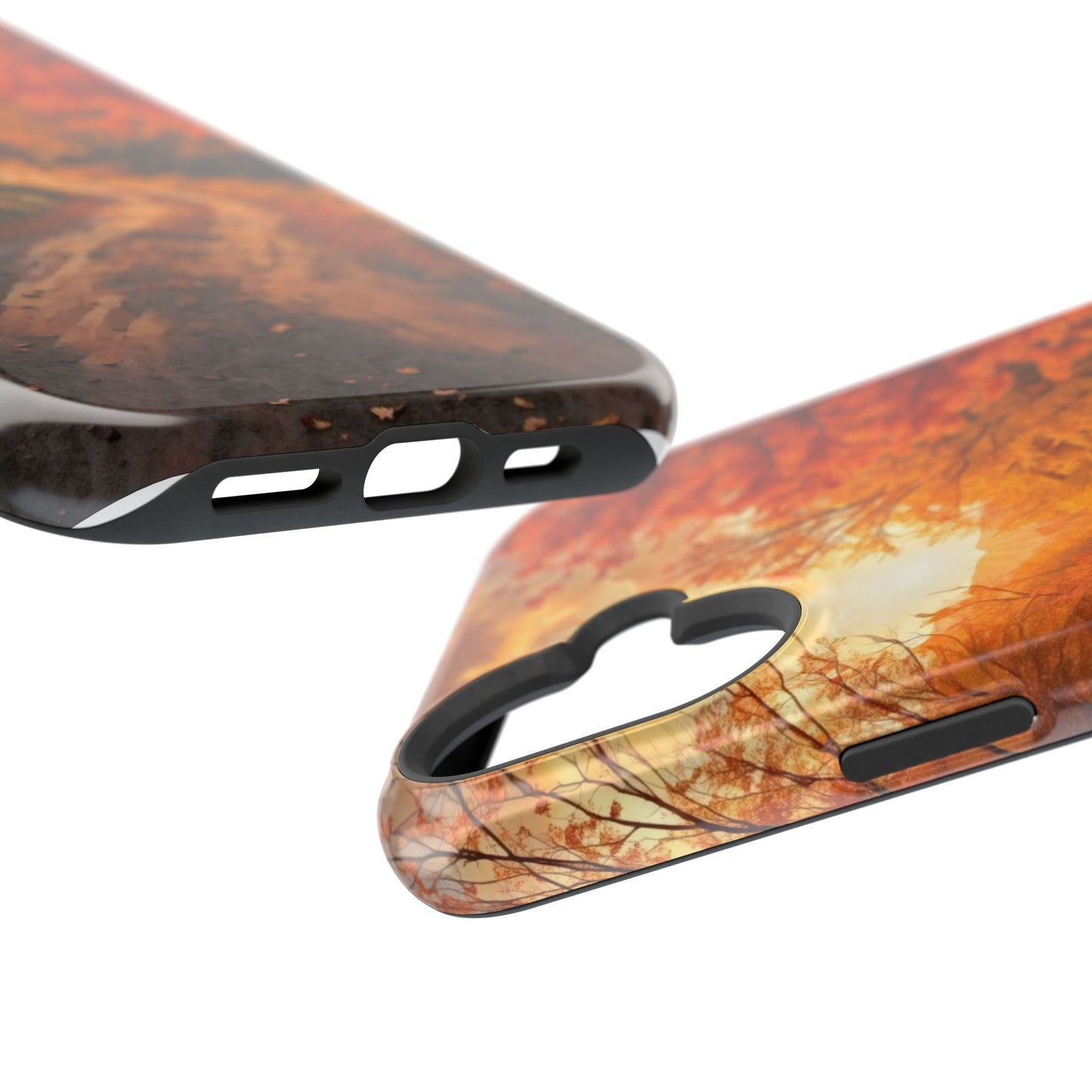 Phone Cases - Autumn Theme Painting of a Dirt Road with Trees and Wood Fence