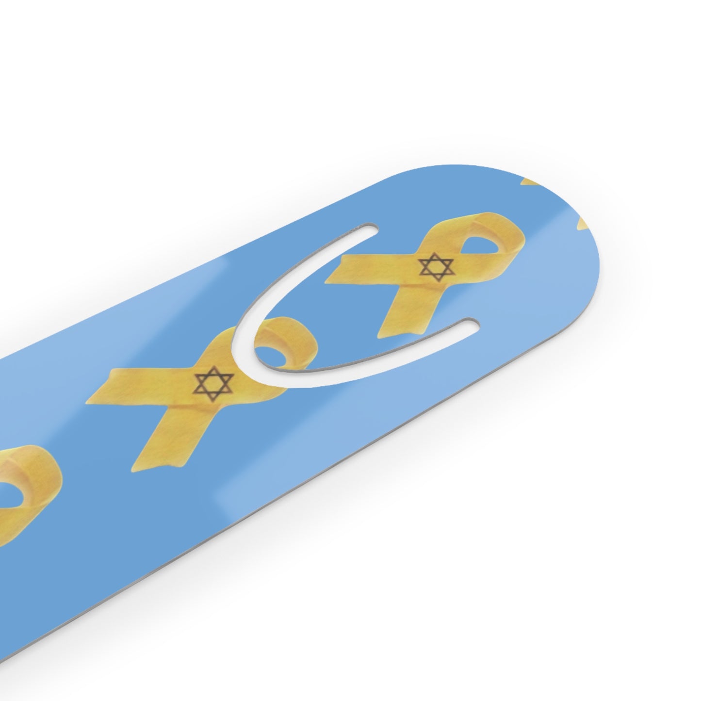 Bookmark - Yellow Awareness Ribbon Star of David Colored Pencil Art, Light Blue