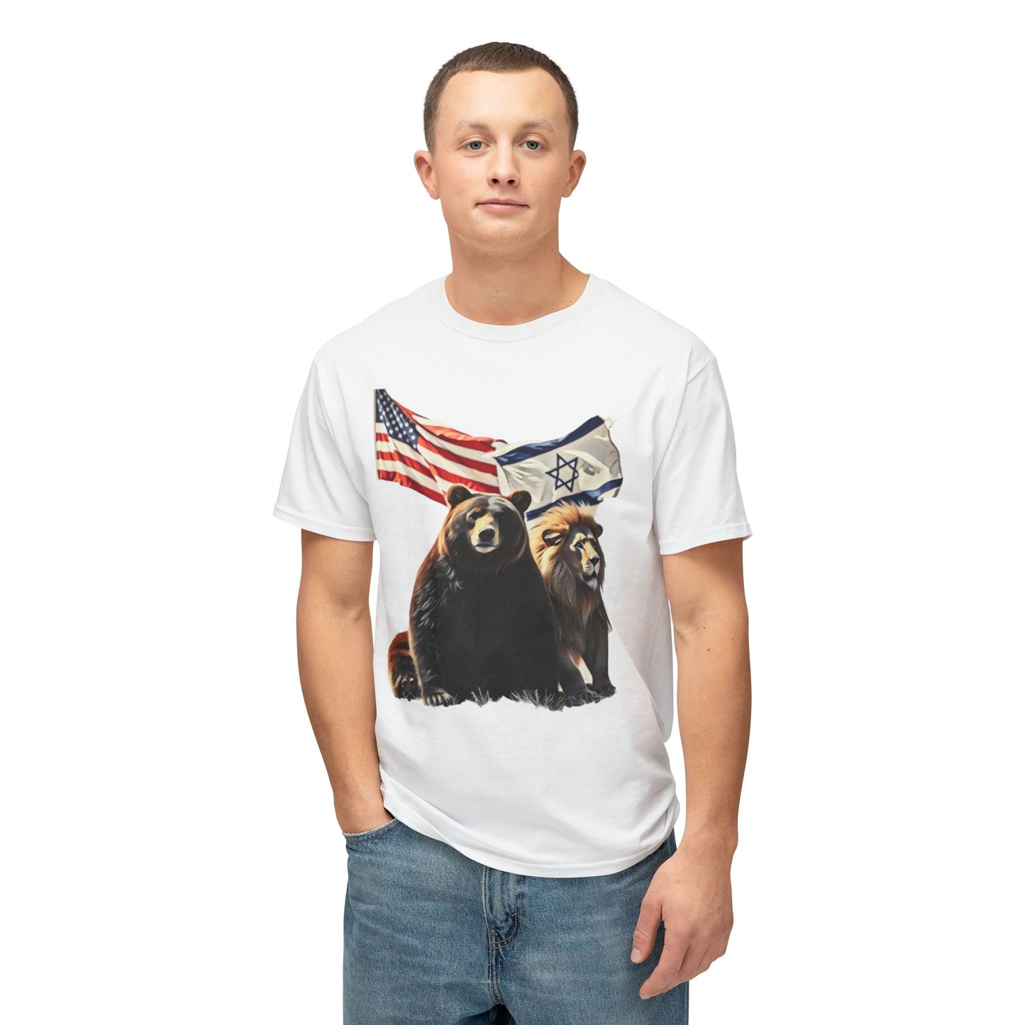 Allies of Strength by Chaia Malana T-Shirt Grizzly Bear Lion Israeli & American Art