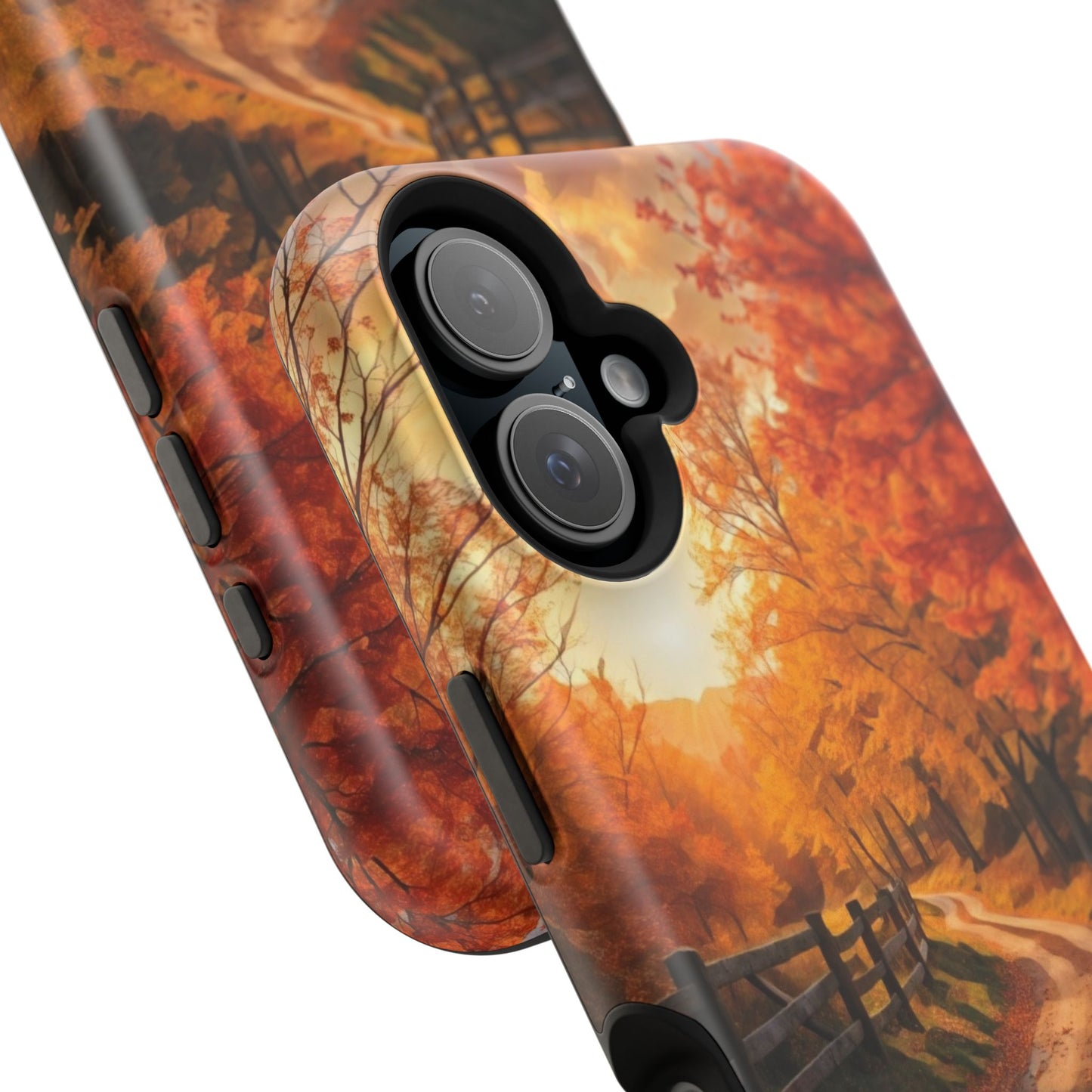 Phone Cases - Autumn Theme Painting of a Dirt Road with Trees and Wood Fence