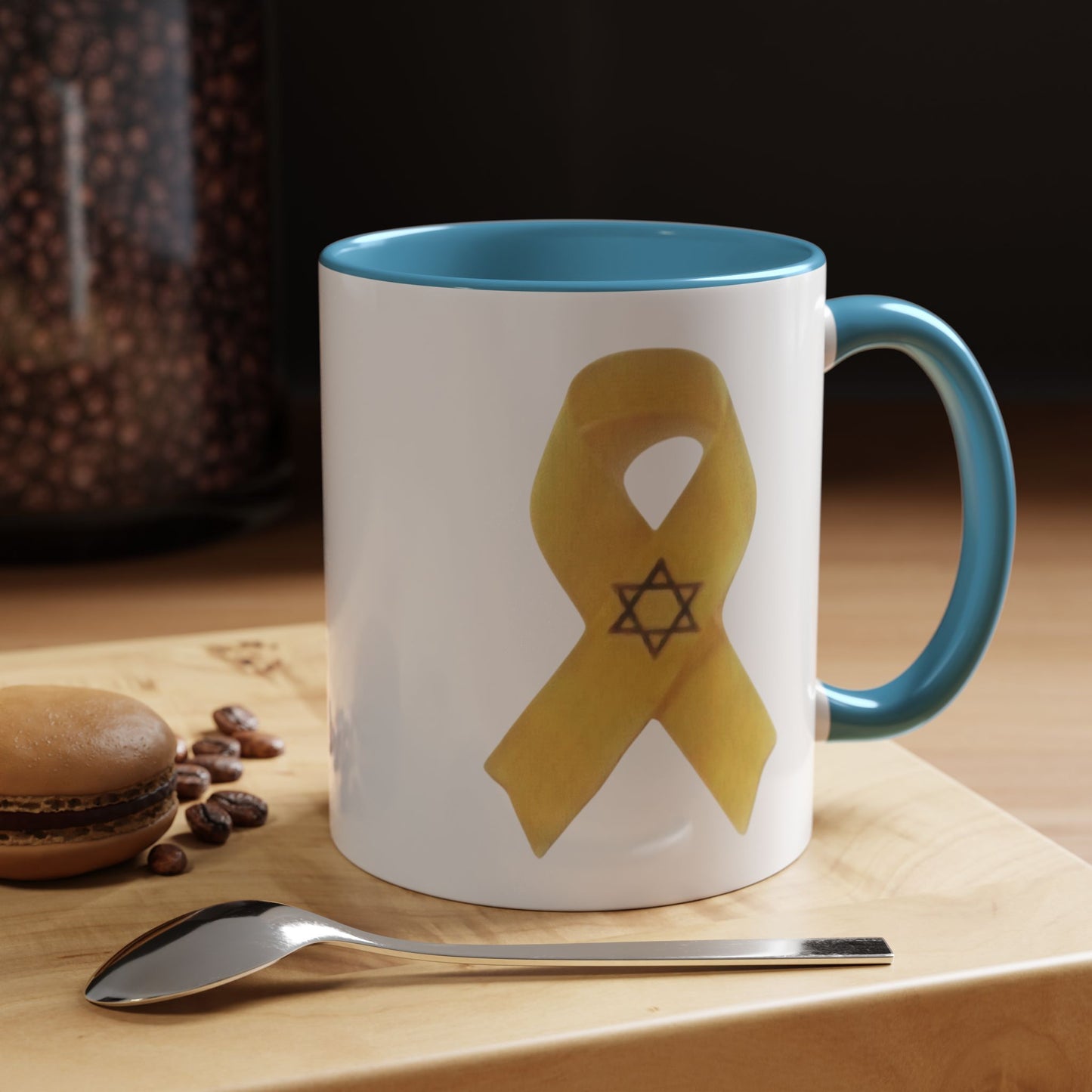 Mug - Unbroken Hope Yellow Ribbon Star of David Design by Chaia Malana Art