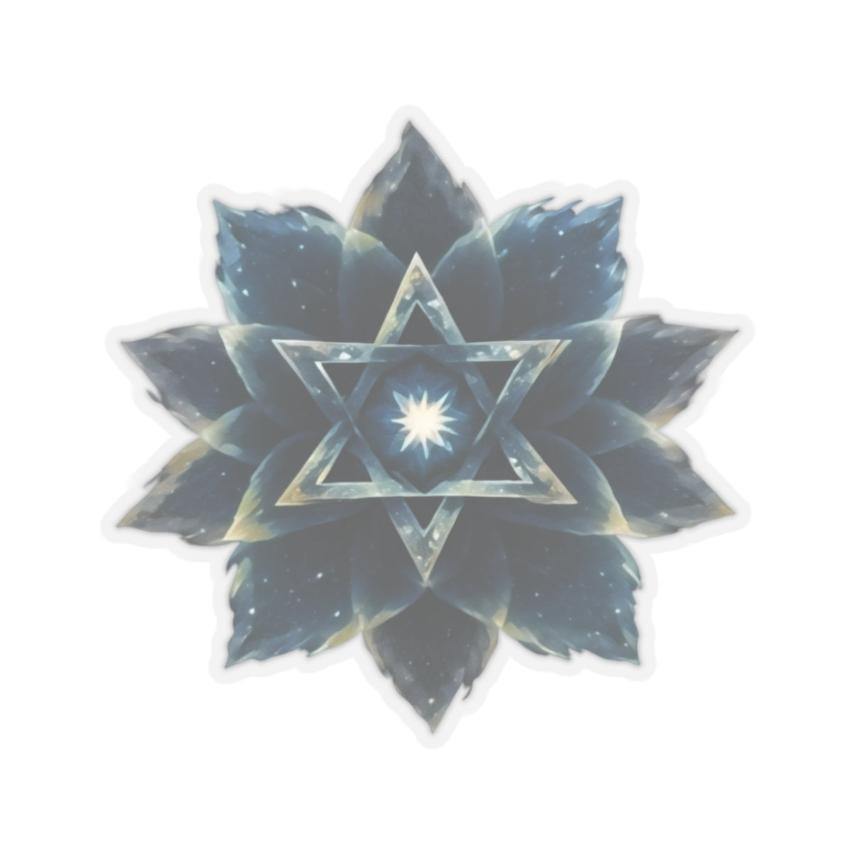 Sticker - "Cosmic Bloom" Blue Lotus Star of David Art Print