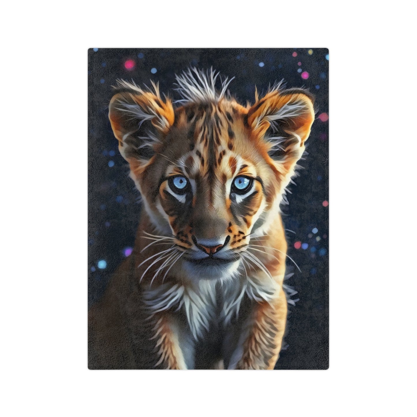 Velveteen Microfiber Blanket - Celestial Lion Cub Art Print