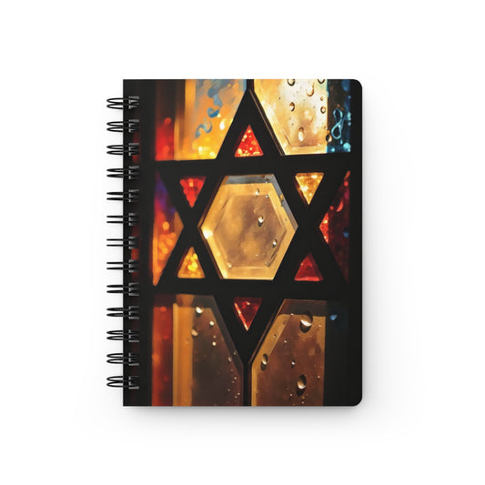 Spiral Bound Notebook - Stained Glass Star of David Art Print