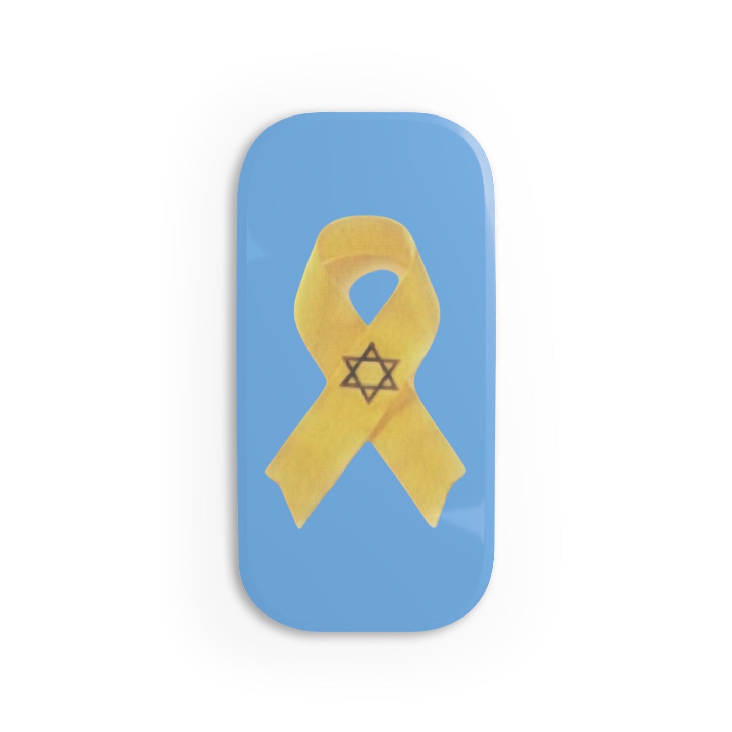 Phone Grip: Yellow Ribbon Hostage Support Design, Light Blue