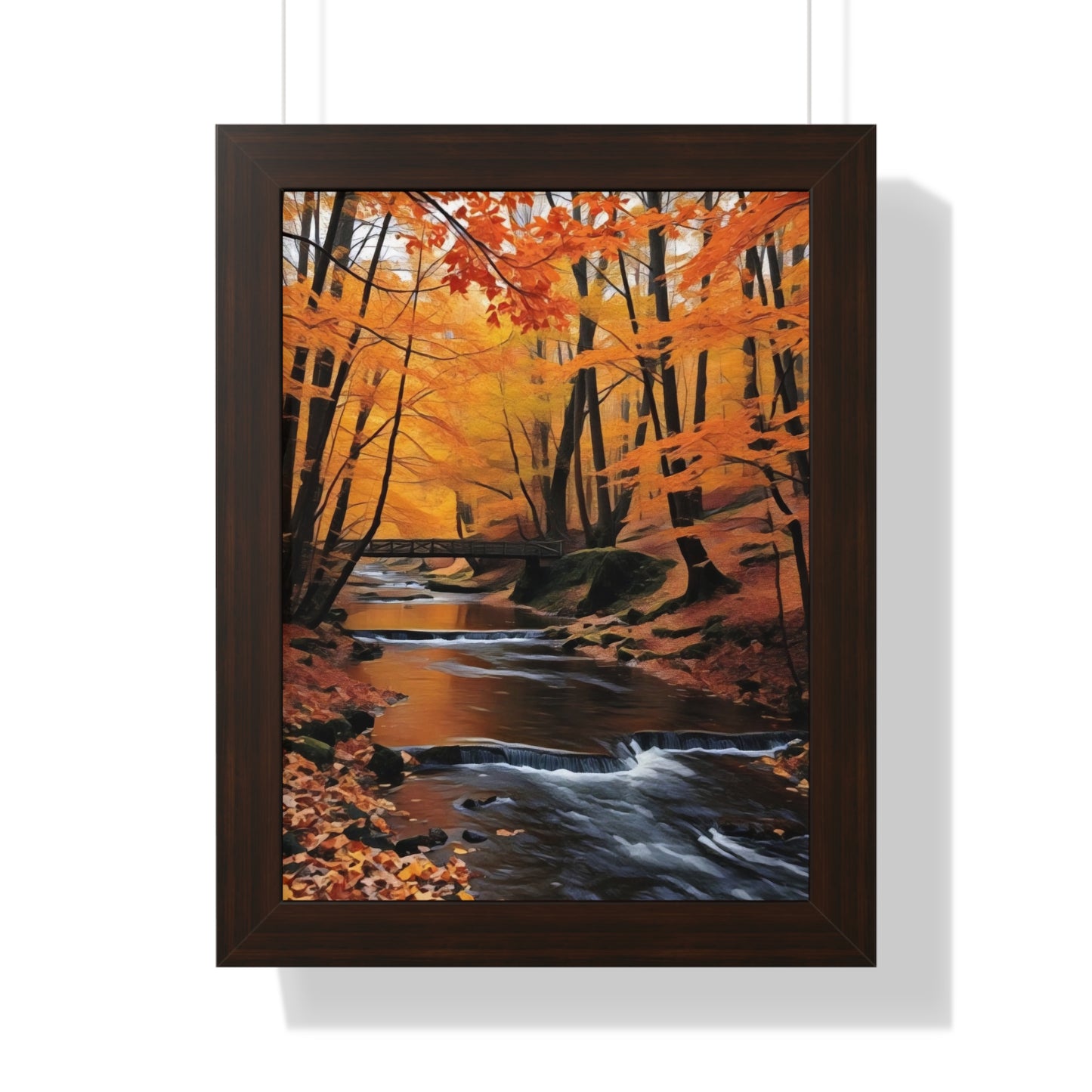 Artistic Framed Poster - Autumn Rocky Forest Waterfall, "Whispers of Autumn’s Flow" Chaia Malana