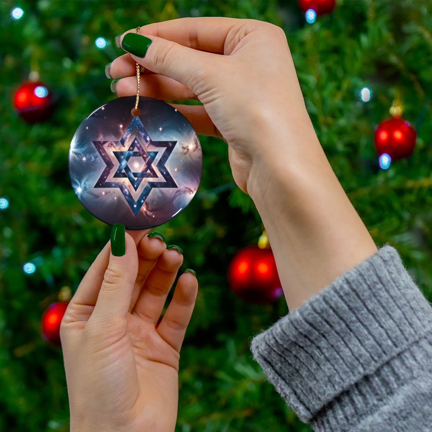 Ceramic Ornament - Star of David "Cosmic Star of Unity" Art Print