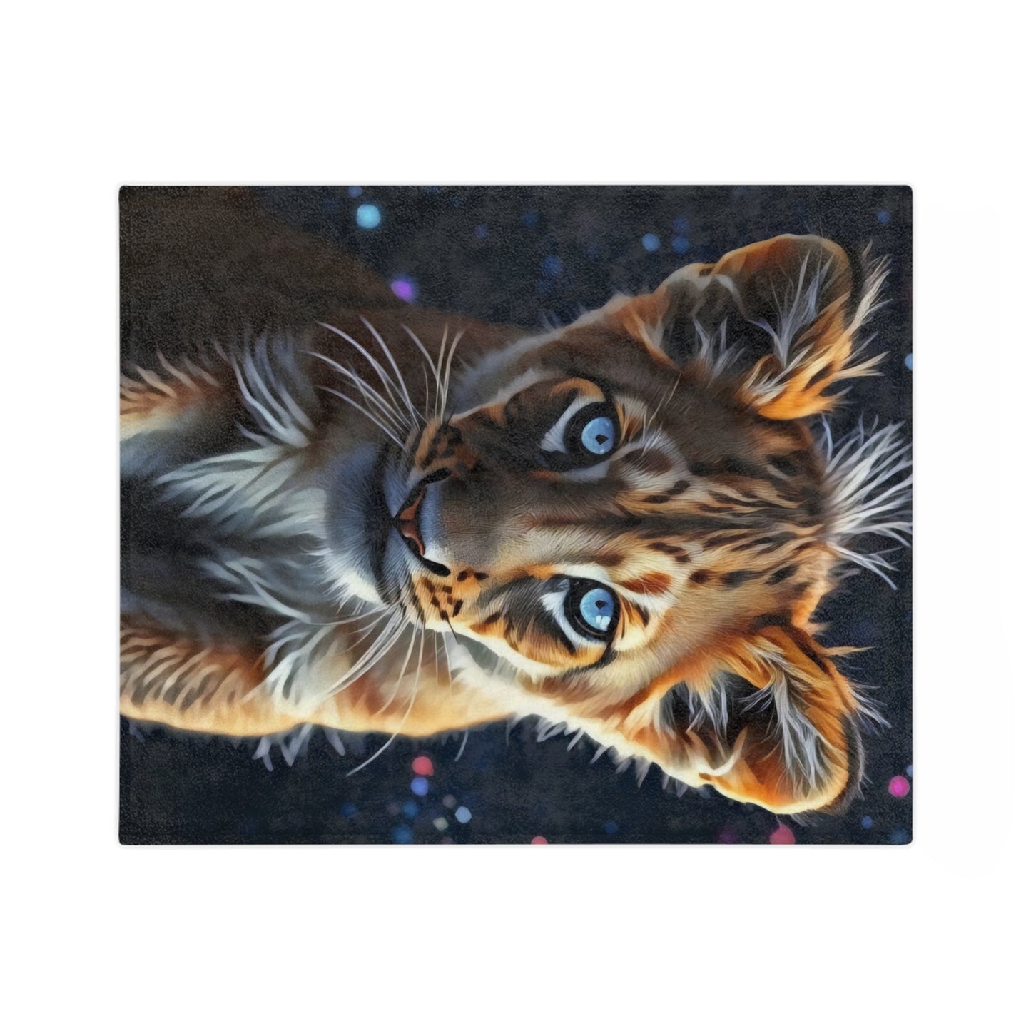 Velveteen Microfiber Blanket - Celestial Lion Cub Art Print