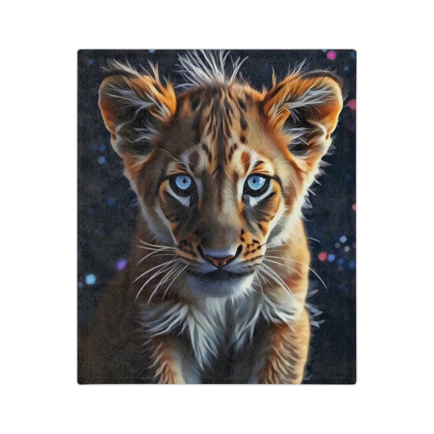 Velveteen Microfiber Blanket - Celestial Lion Cub Art Print