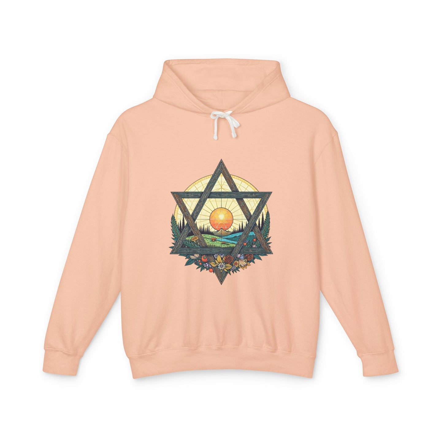 Jewish Floral Star of David Magen David Floral Landscape Hoodie Sweatshirt