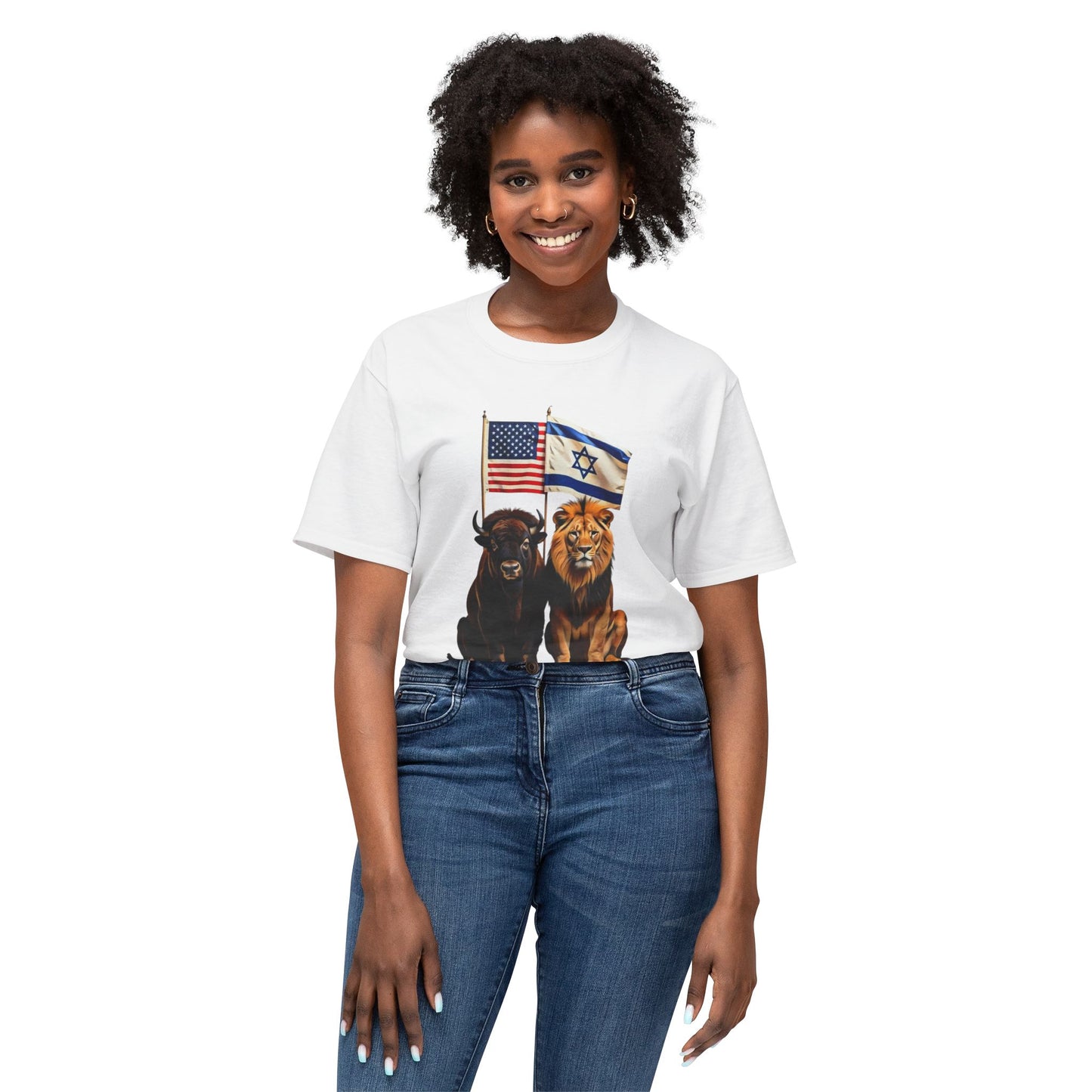 T-Shirt - Unity of Strength - Bison America and Lion Israel Art by Chaia Malana