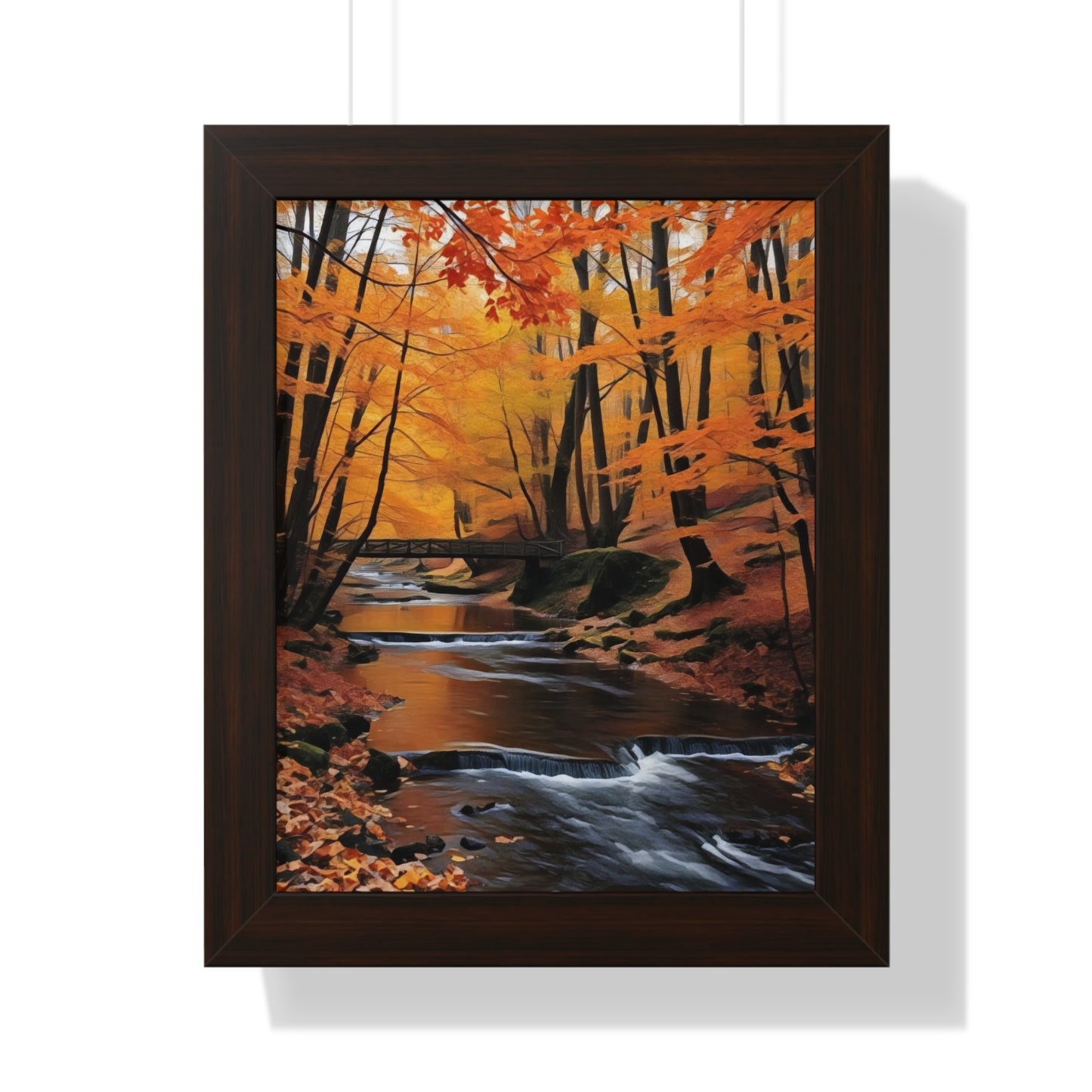 Artistic Framed Poster - Autumn Rocky Forest Waterfall, "Whispers of Autumn’s Flow" Chaia Malana