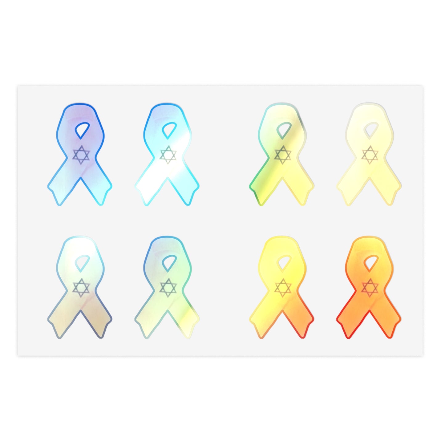 Sticker Sheets - Yellow Awareness Ribbon with Star of David Colored Pencil Art Print