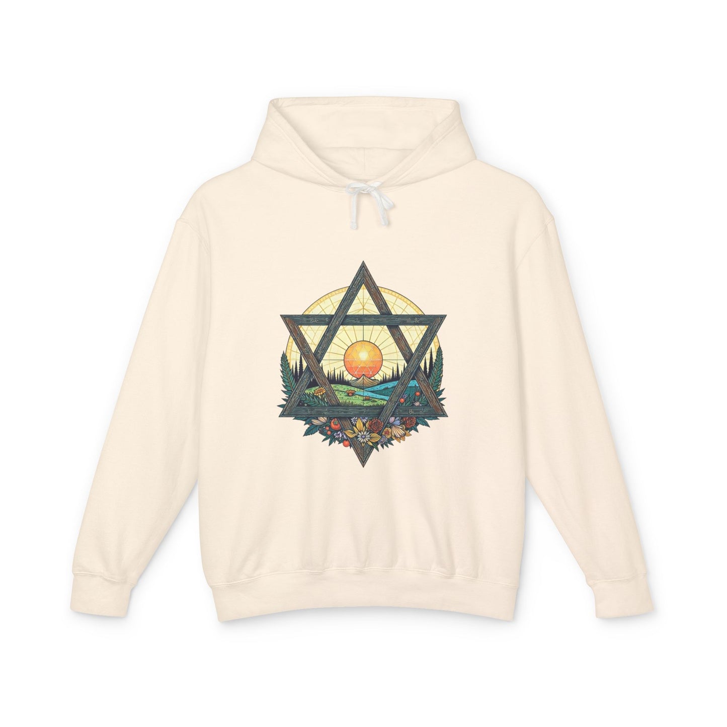 Jewish Floral Star of David Magen David Floral Landscape Hoodie Sweatshirt