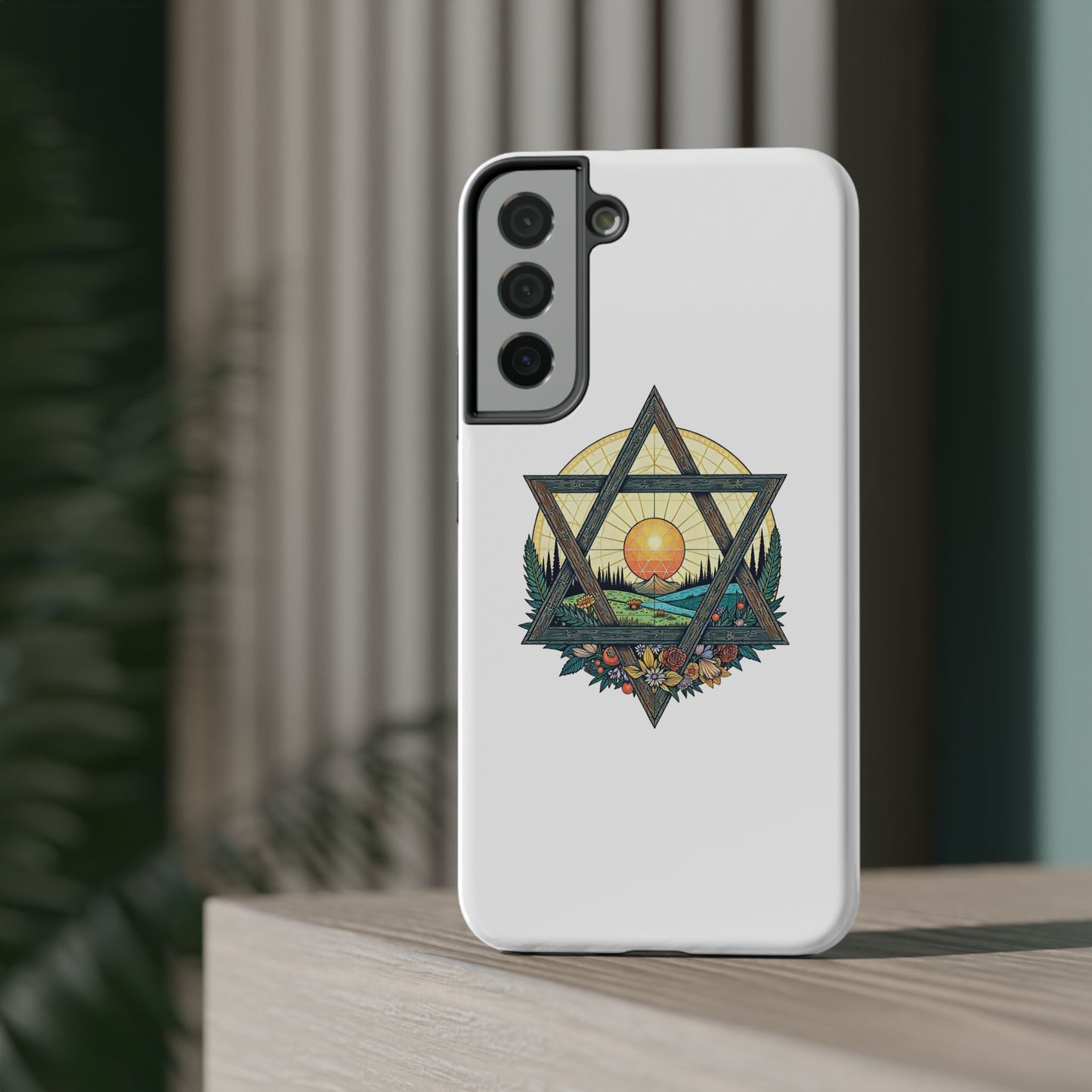 Phone Cases - Jewish Star of David Nature Landscape Design