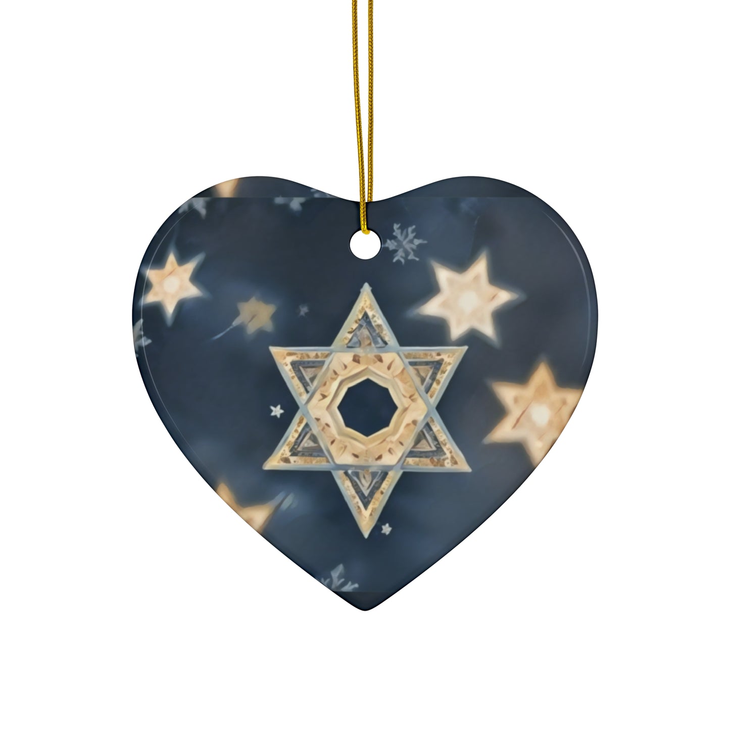 Ceramic Ornament - Jewish Star of David Winter &quot;Celestial Glow&quot;