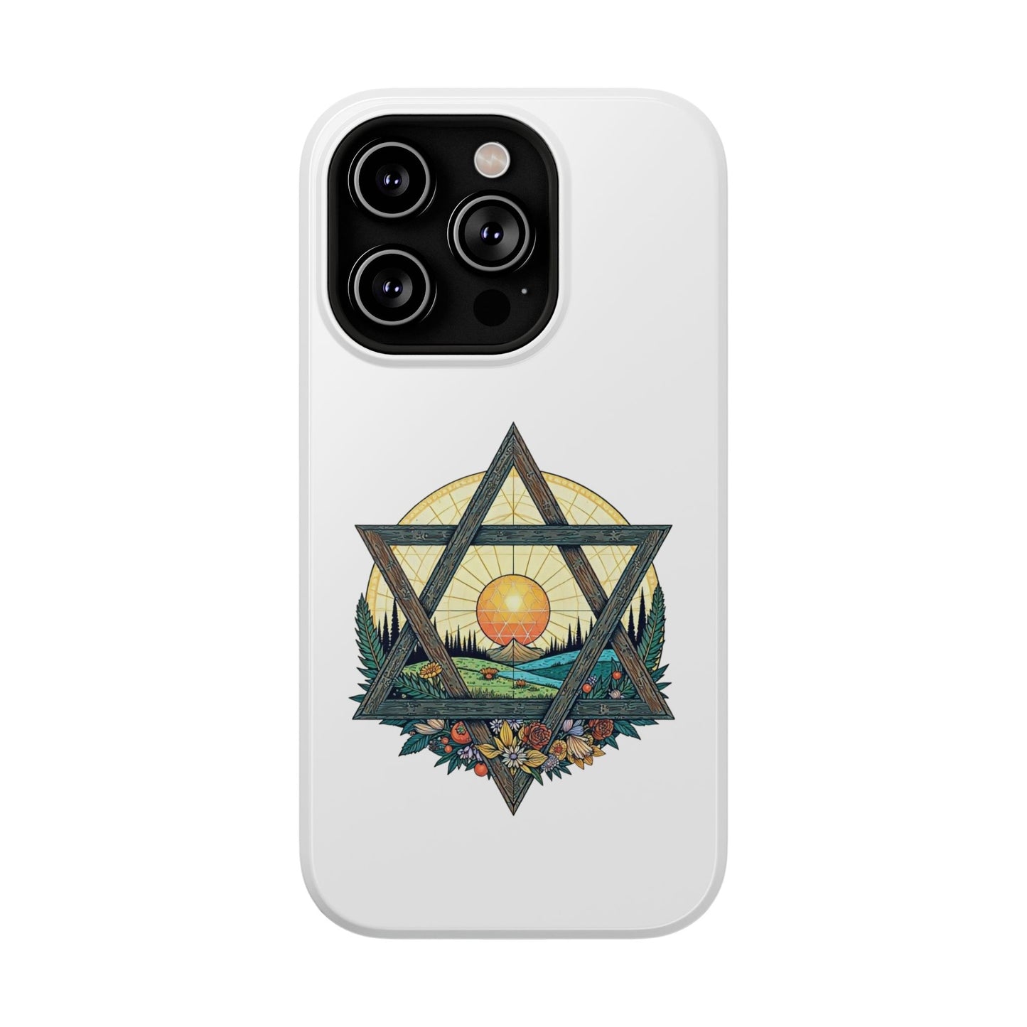 Phone Cases - Jewish Star of David Nature Landscape Design