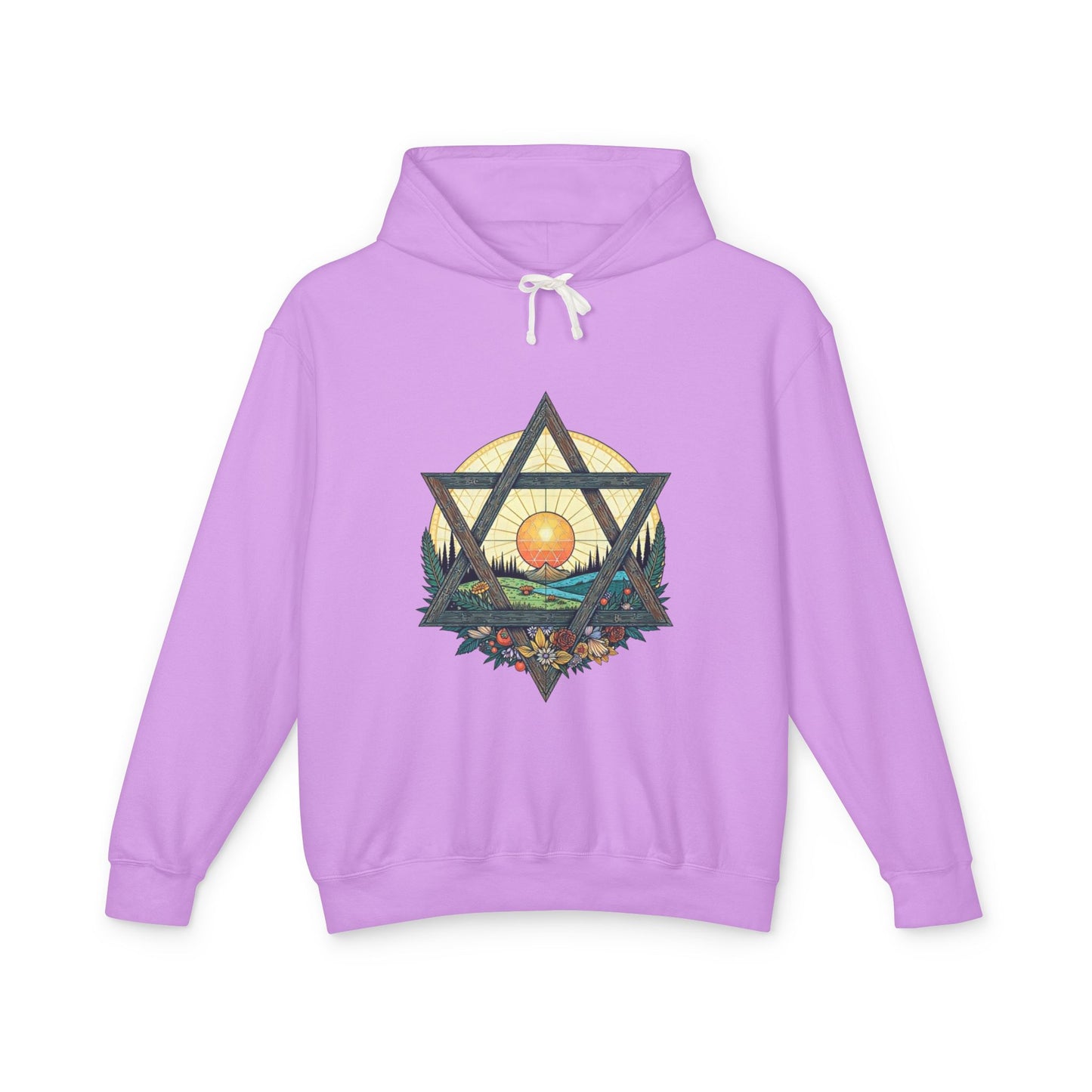 Jewish Floral Star of David Magen David Floral Landscape Hoodie Sweatshirt