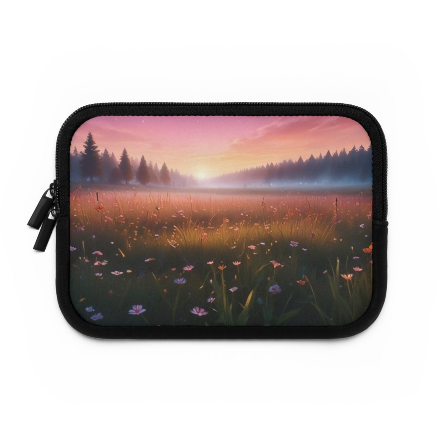 Laptop Sleeve Whisper of the Dawn Serene Meadow Sunrise Nature Scene