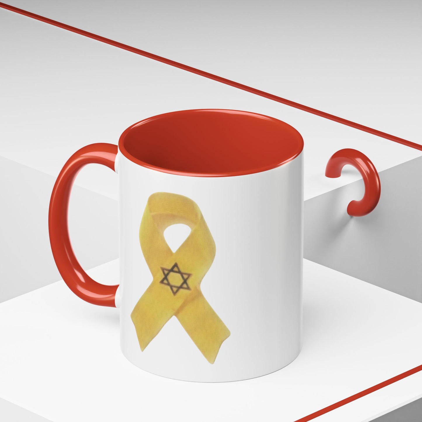 Mug - Unbroken Hope Yellow Ribbon Star of David Design by Chaia Malana Art